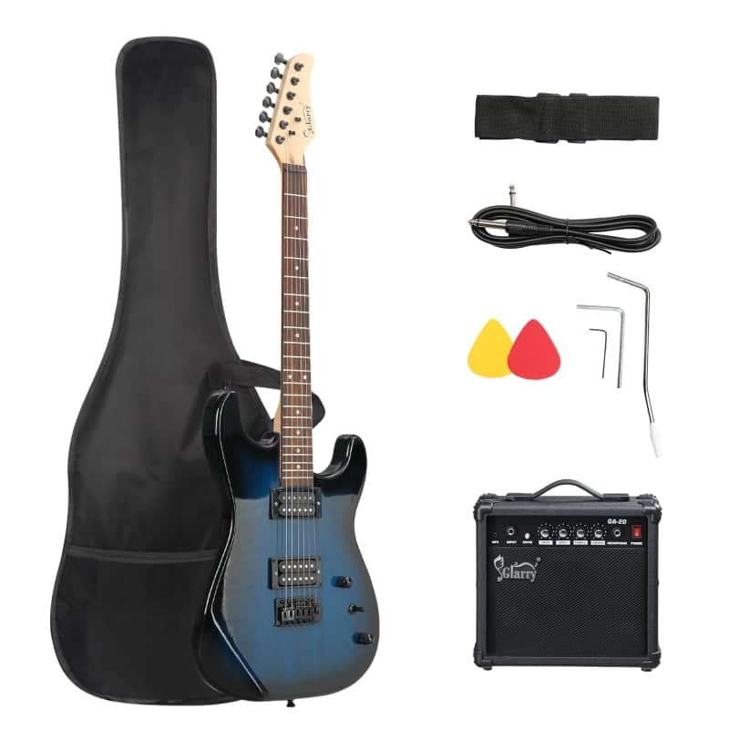 Glarry GST Electric Guitar HH Pickup - Dark Blue /20W Amplifier image 1