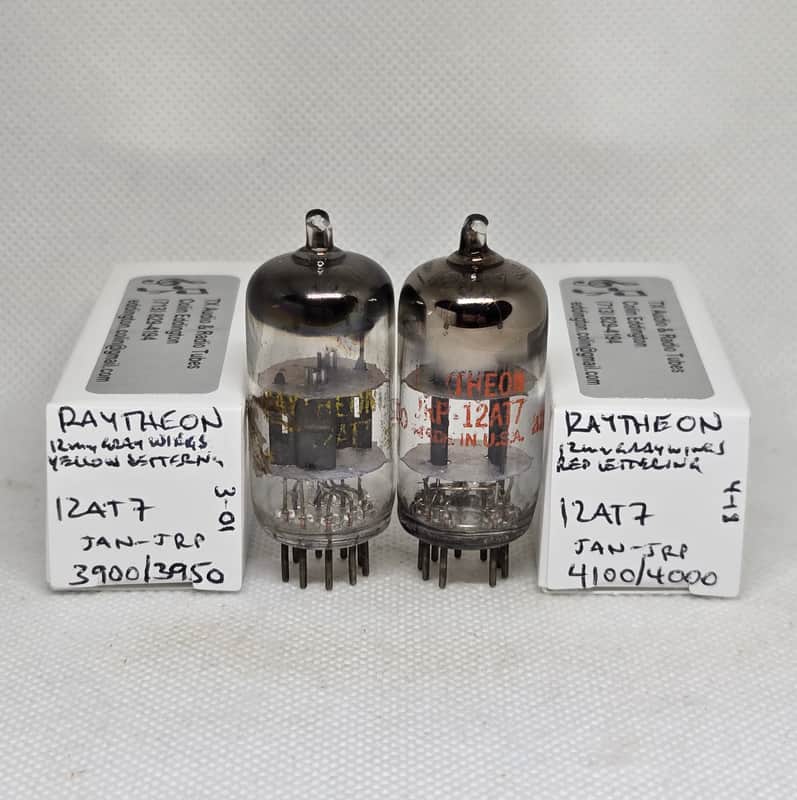 Raytheon JAN CRP 12AT7 Gray Plate Well Matched (4.8%) Pair NOS ECC81 image 1