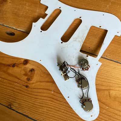 Vintage Circa 1970s Stratocaster Guitar Scratchplate HSS Slanted Part Loaded image 9