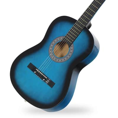 38" Kids Acoustic Guitar Full Size 6-String Guitar for Starter Beginner Blue image 3