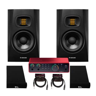 Adam Audio T5V Studio Monitor Speakers with Powerful Active Nearfield Sound w/Focusrite Scarlett 2I2 Interface Bundle image 10