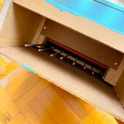 Mysterious Antique Sky Blue Wooden 8-Keys Upright Mini Toy Piano probably made in Italy in 1950s! Read the full ad! Bild 11