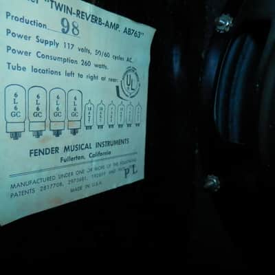 Fender Twin Reverb Amp Black Panel Guitar Tube Combo with cover + footswitch vintage 1966 image 15