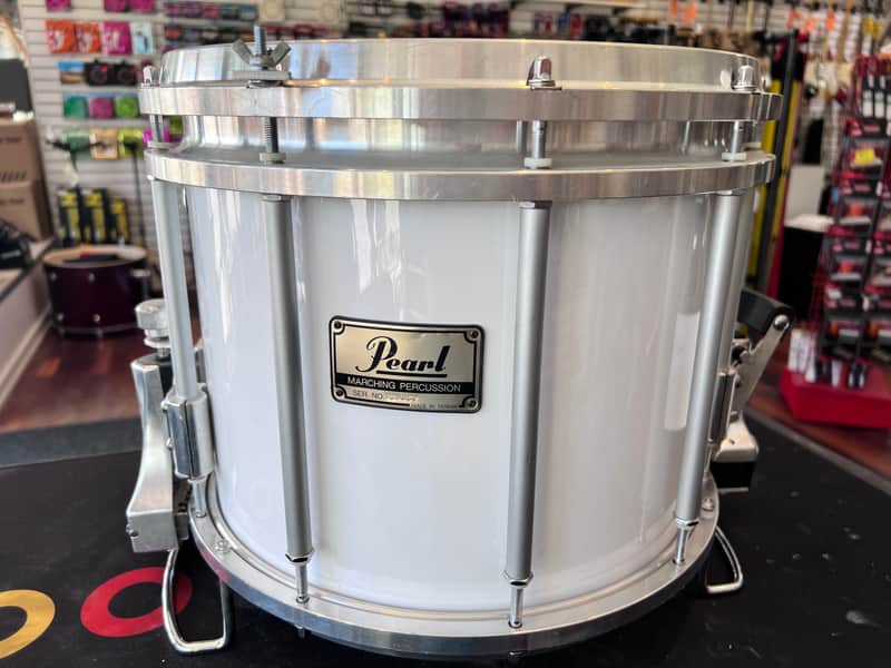 Pearl 11x13 Marching Snare Maple High Tension 90's - 2000's - White image 1