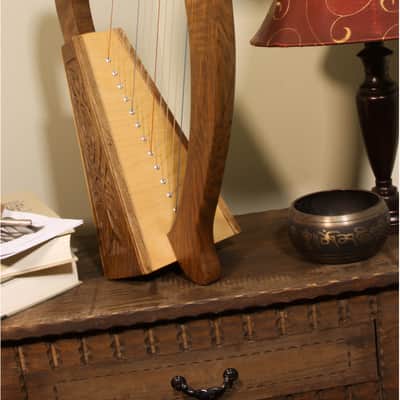 Roosebeck Baby 12 String Harp Walnut Celtic Knotwork Mini Harp image 2
