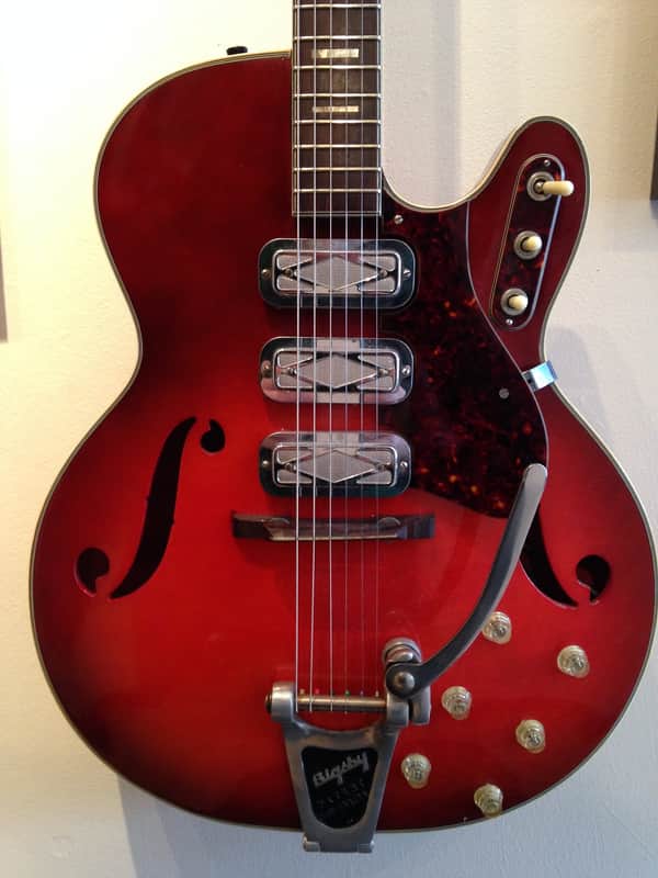 Silvertone by Harmony 1454 Archtop Electric DeArmond, Bigsby 1964 Sunburst Airline image 1
