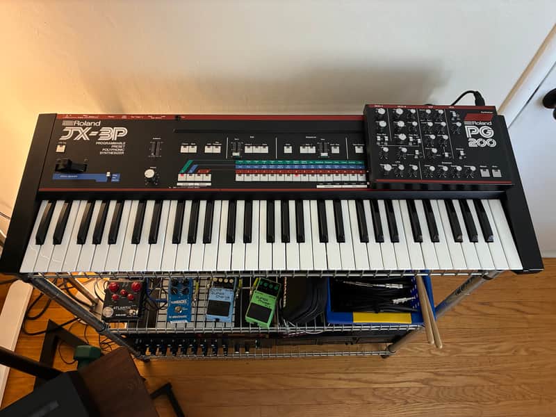 Roland JX-3P 61-Key Programmable Preset Polyphonic Synthesizer with PG-200 Programmer 1983 - 1985 - Black image 1