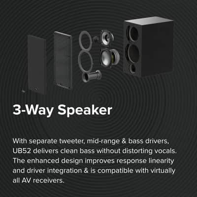 ELAC Uni-Fi 2.0 UB52 Bookshelf Speakers (Pair), Black (UB52-BK) image 3