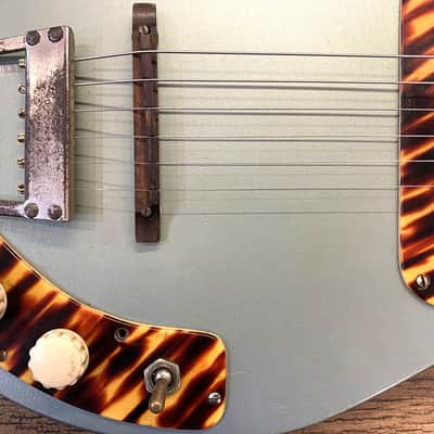 1953 Kay K-125 Stratotone "Peanut" Gloss Refinished Teal Green Electric Guitar with Vox Hardshell Case image 3