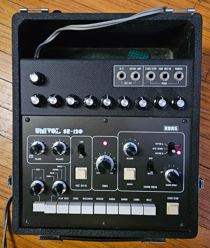 Univox Korg SR-120 Mini-Pops drum machine. !SPECIAL! SR-120 1970's - Black image 1