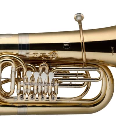 Levante LV-BT5705 Key of Bb Tuba 4 Rotary Valves w/Soft Case On Wheels & Mouthpiece Silver Plated image 1