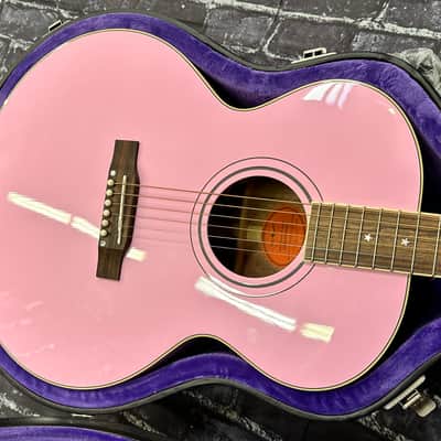 Epiphone J-180 LS Jumbo Ac/El Inspred by Gibson Pink w/Case Auth Dlr #266 image 4