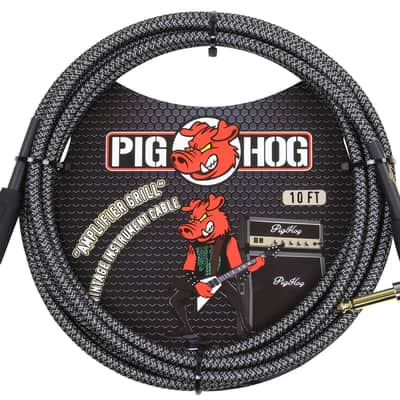 Pig Hog Vintage Serie Instrumentenkabel, Amplifier Grill, 3m/10ft, 6.35 (1/4”) auf 6.35 (1/4”), Hochwertige Qualität, Gewebt, Winkelstecker image 1