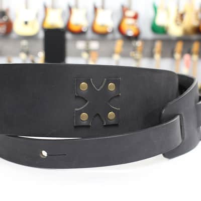 LM Products Guitar Strap Leather Guitar Strap Black Viking God of War VK-3 BK *Free Shipping in the USA* image 1