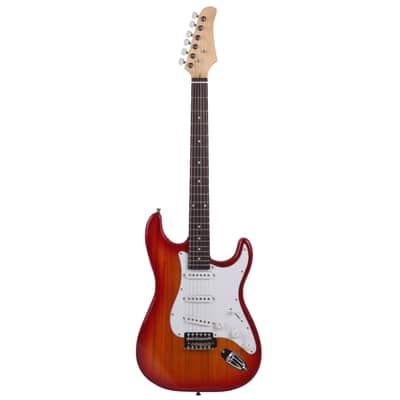 Ukscs Rosewood Fingerboard Electric Guitar Sunset - Red image 2