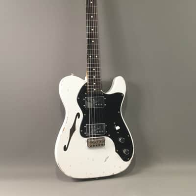 Vintage Custom USA Made Semi-Hollow TL72 Thinline Tele Chambered F Hole Relic White Fender Wide Ranges 6.6 Lb HSC image 1