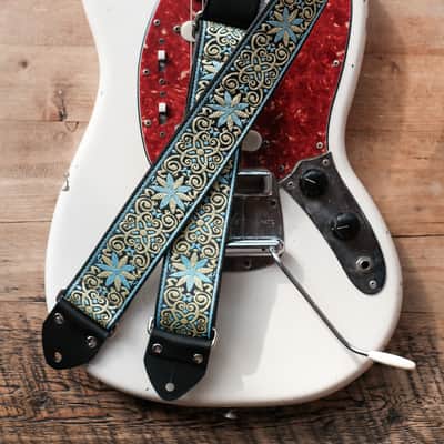 Vintage Blue 60s/70s Hippie Guitar Strap / Handmade in the UK / Case Candy image 4
