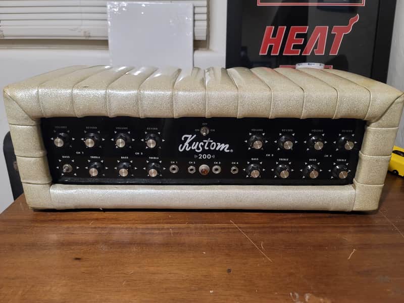 Vintage Kustom K200B-5 4-Channel 100W Amp Head White Sparkle Tuck & Roll 1970s– Tested w/Video image 1