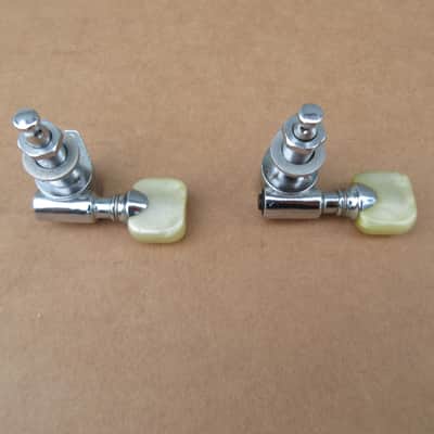 Pair of 1960s Grover Fender F USA Pat Pending Guitar Tuner Pearloid Button image 3