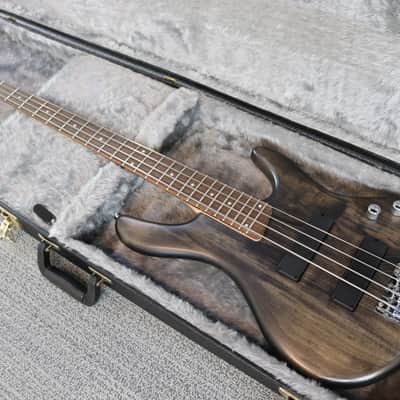 2007 Ibanez EDB 400 Ergodyne Transparent Black Flat Electric Bass Guitar image 3