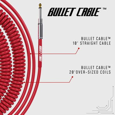 Bullet Cable 10/20 Red Straight Coil Cable (30ft) image 3