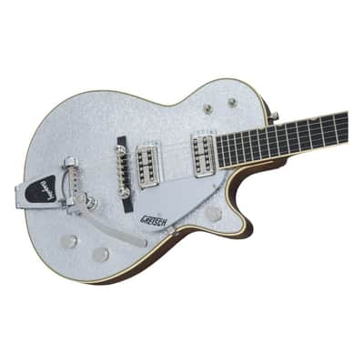 Gretsch G6129T-59 Vintage Select '59 Silver Jet 6-String Right-Handed Electric Guitar with Bigsby, Ebony Fingerboard, and Dual TV Jones Classic Pickups (Silver Sparkle) image 4
