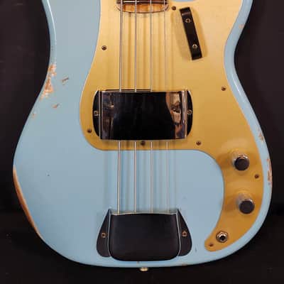 Fender Custom Shop P-Jazz Relic Ash Body Electric Bass Guitar Daphne Blue image 4