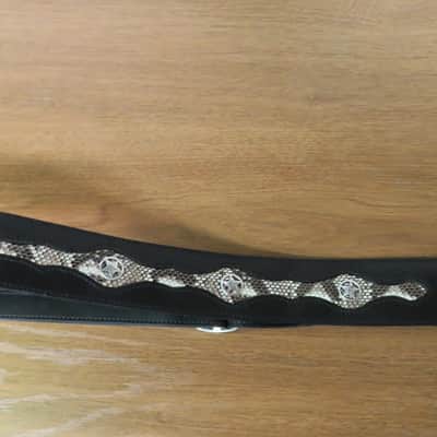 Leather Instrument Strap w/ Snake Skin - Guitar or Bass Guitar Strap image 1