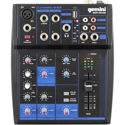 Gemini GEM-05USB 5 Channel USB Podcast Vocals Mixer w XLR Cable image 2