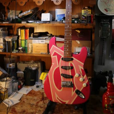 Six Flags Superman/woman Stratocaster Copy (2000s, Pink Relic) image 10