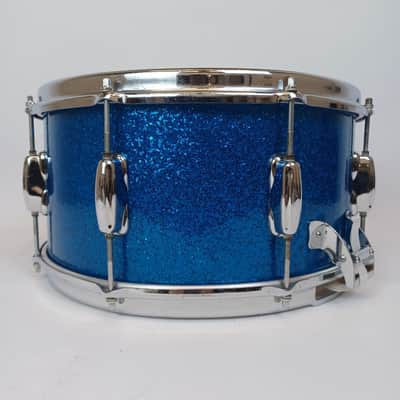 Slingerland 1972 Radio King #111 7x14"Snare Drum Blue Sparkle/Maple Vintage 70s image 4