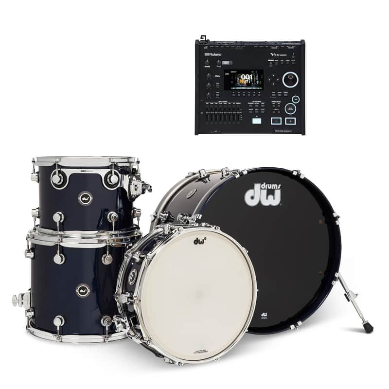 DW DWe 4pc Electronic/Acoustic Drum Shell Pack w/V71 Module Midnight Blue Metallic image 1