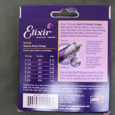 Elixir 11100 Polyweb 80/20 Bronze Acoustic Guitar Strings -Medium (13-56) image 3