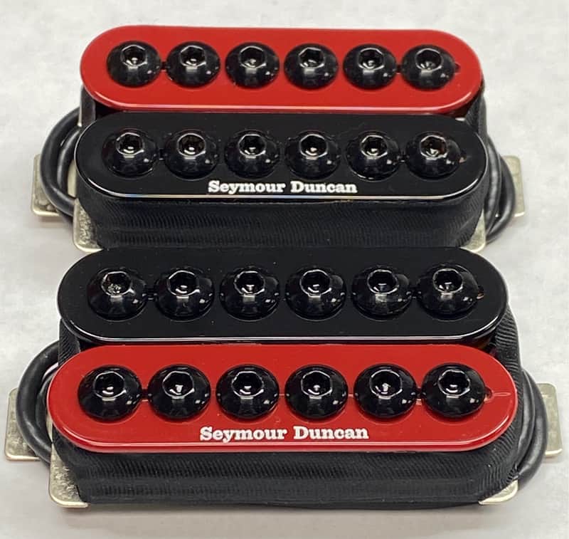 Seymour Duncan Invader 6 String Humbucker Pickup Set In RED/BLACK ZEBRA SH-8b & SH-8n Neck & Bridge image 1