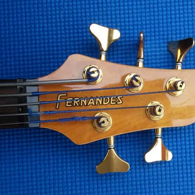 Fernandes  APB 100 unlined fretless 5 string bass 1990s EMG electronics/PUs + hard poly plastic case image 7