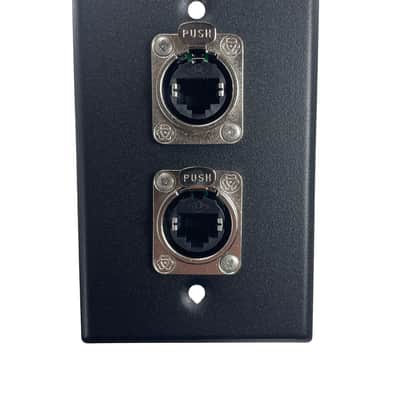 PROCRAFT SPL-2RJ45-BK 1 Gang Black Wall Plate Loaded w/ 2) ProCraft RJ45 Feed/Pass Thru image 1