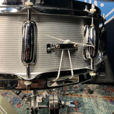 Slingerland - 5x14" No. 140, 10-Lug Aluminum Snare Drum with Rapid Strainer 1970s - Ribbed Aluminum. Engraved Hoops! image 12