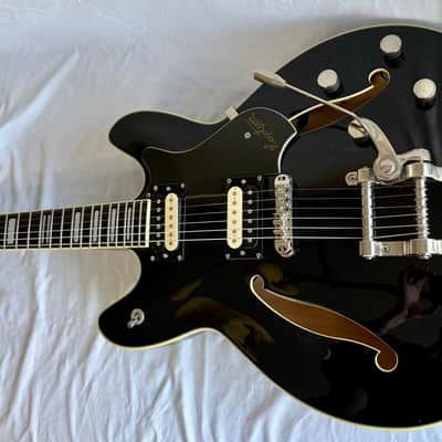 Hagstrom TREVIDLX-BLK Tremar Viking Deluxe Semi-Hollow with Tremolo 2010s - Gloss Black image 2