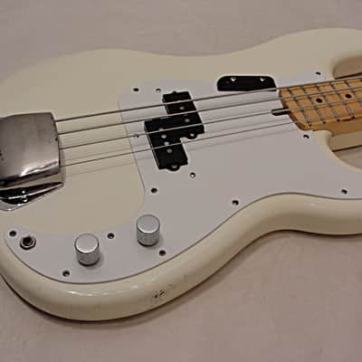 Vintage 1980's Bradley P bass 4 string Electric Bass Guitar made in Japan  Gloss White image 6
