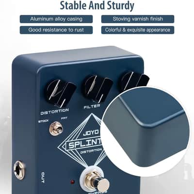 JOYO Distortion Guitar Effect Pedal with Selectable MOSFET & FAT Clipping Thick Boost Distortion - True Bypass (SPLINTER JF-21) (Price includes the import duty for US buyer) image 3