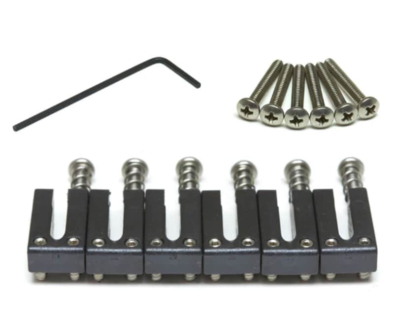 Graph Tech String Saver Elite LEFT-HANDED 6-Saddle Set for Strat/Tele, 2-1/16" image 1