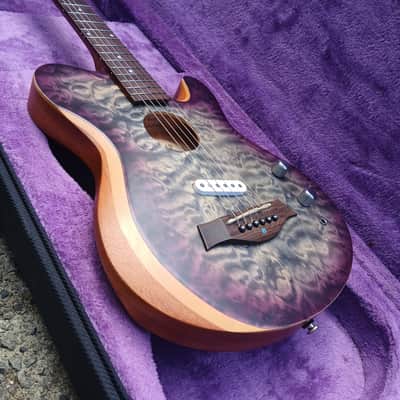 CLIP SAE-580 Travel Silent Guitar Black quilted Purple Burst image 6