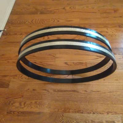 Ludwig (2) vintage 20 inch super classic/downbeat silver sparkle bass drum hoops 1960s excellent! image 9