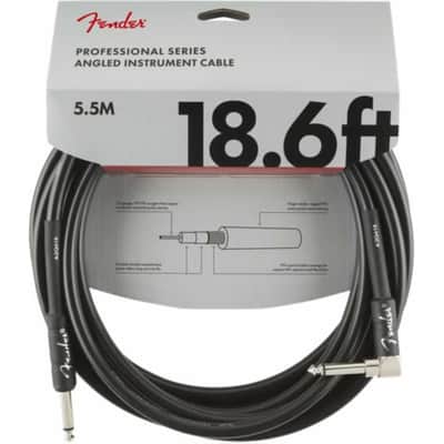 Fender Professional Series Instrument Cable - Black Straight/Angled - 18.6ft image 1