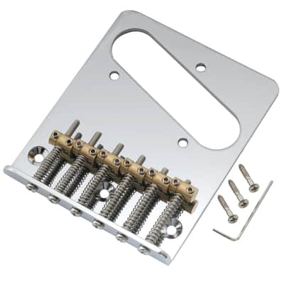 Brio Pro Modern Tele Bridge — 54 mm (2-1/8") • 6 Brass Barrel Saddles • Dual-Load Chrome image 1