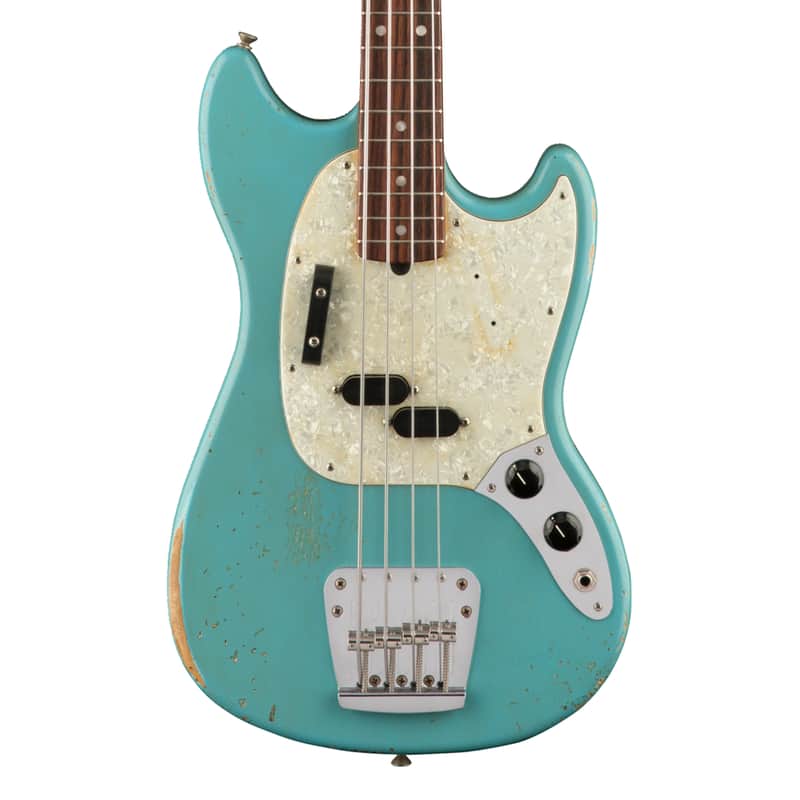 Used Fender JMJ Road Worn Mustang Bass - Faded Daphne Blue w/ Rosewood FB image 1