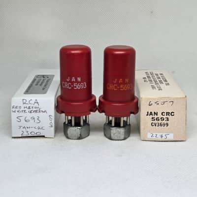 RCA JAN 5693 Red Metal Almost Perfectly Matched (1.0%) Pair NOS CV 3699 6SJ7