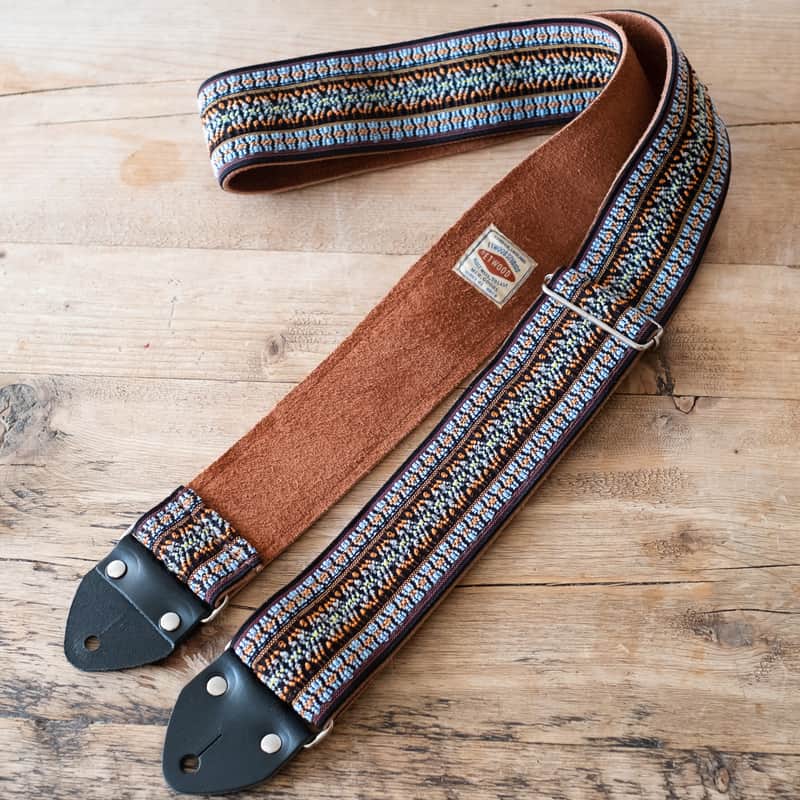 Vintage Blue 60s/70s Hippie Guitar Strap / Handmade in the UK / Case Candy image 1