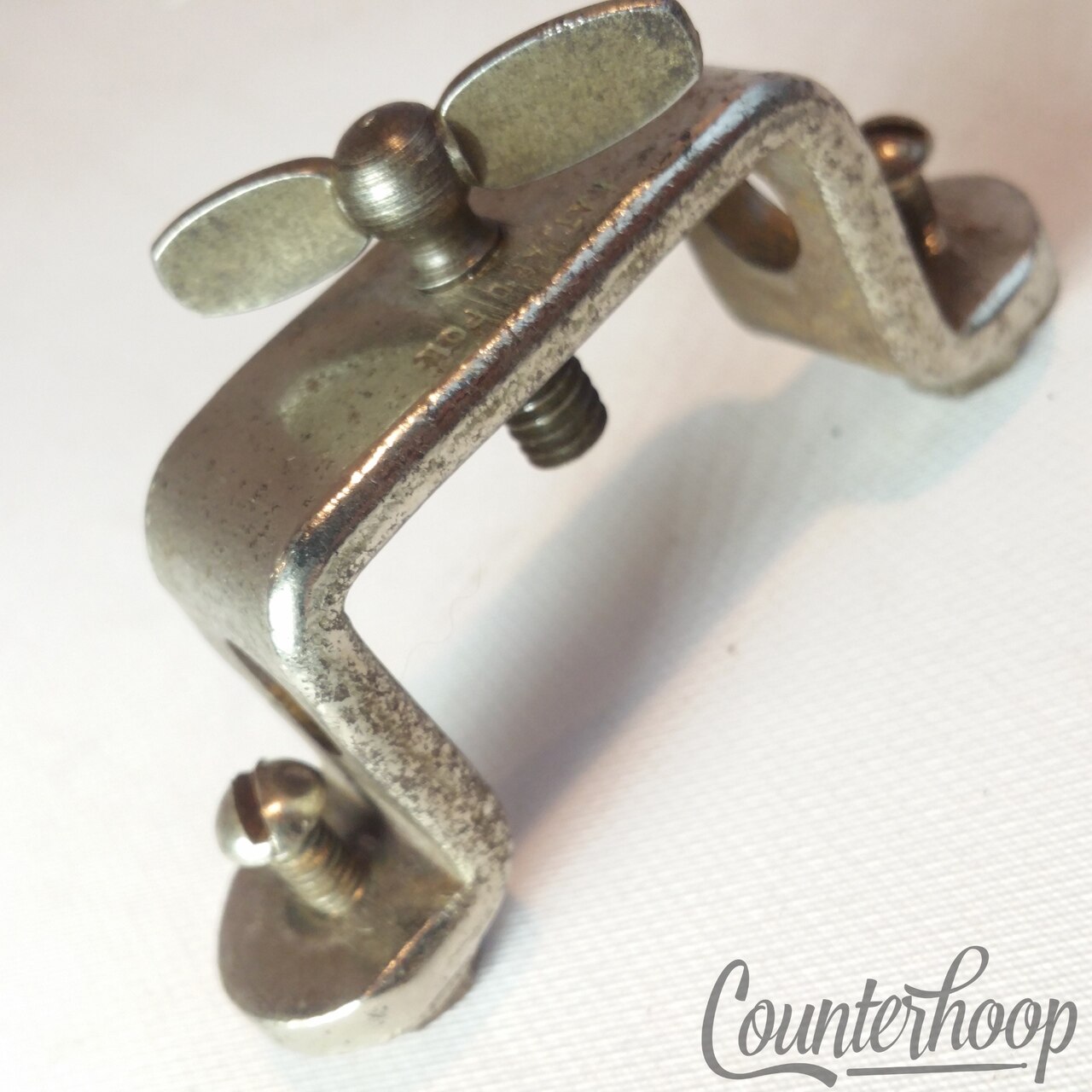 Leedy Floor Tom Leg Mount/Bass Drum Cymbal L-Arm Holder Nickel Vintage 30s-40s* — main photograph