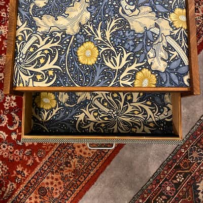 Heavy Seas Amp Riser/ Pedalboard storage for studio - Golden Ash / Sea Weed Morris Fabric image 7